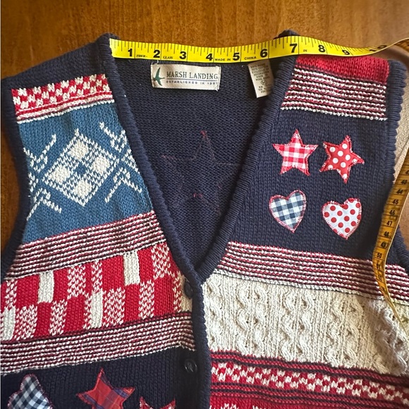 Marsh Landing•button-down sweater vest•size medium•cotton•patchwork/knit/quilt - Picture 8 of 14